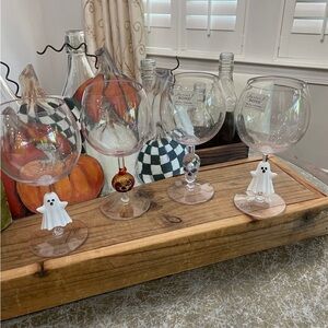 MORTAR & BONE HALLOWEEN 2023 SKULL, GHOSTS & JACK O’ LANTERN LARGE WINE GLASSES